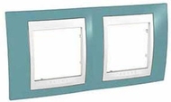 Рамка горизонтальная, 2 места, Уника Плюс Синий/ Белый