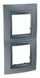 Рамка х2 вертикальная металл Грэй (серый) графит