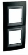 Рамка х2 вертикальная металл Родий (черный)